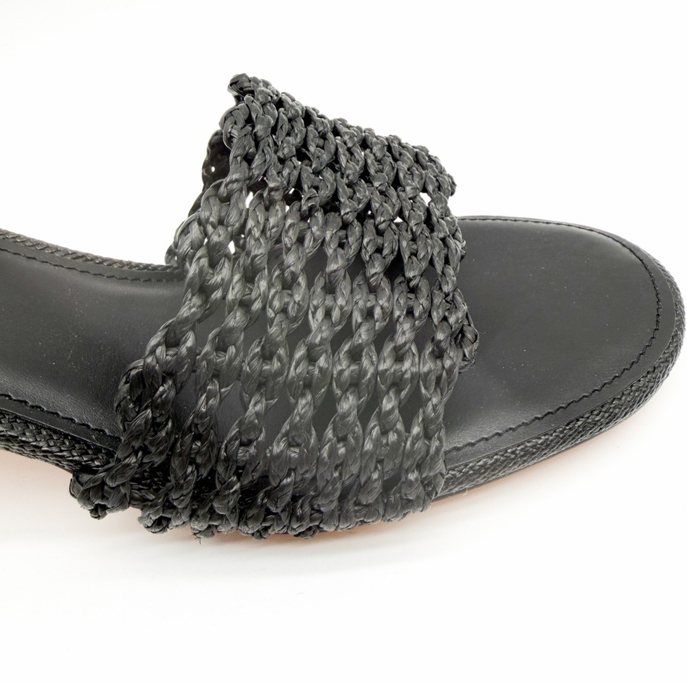 Marc Fisher LTD Jazmine Woven Slide Sandals Block Heel Mule Black 10 NEW - Picture 11 of 16